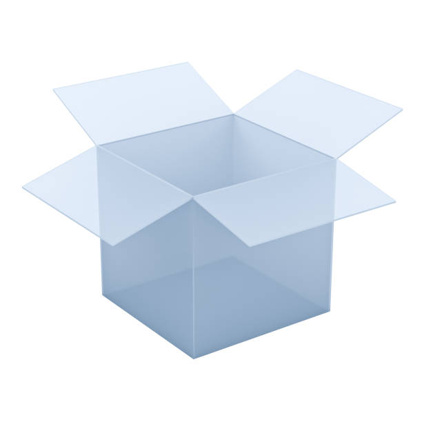 istock Transparent box opening isolated on white background 1158330361