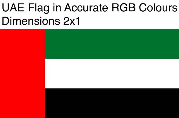 Vector illustration of United Arab Emirates Flag in Accurate RGB Colors (Dimensions 2x1)