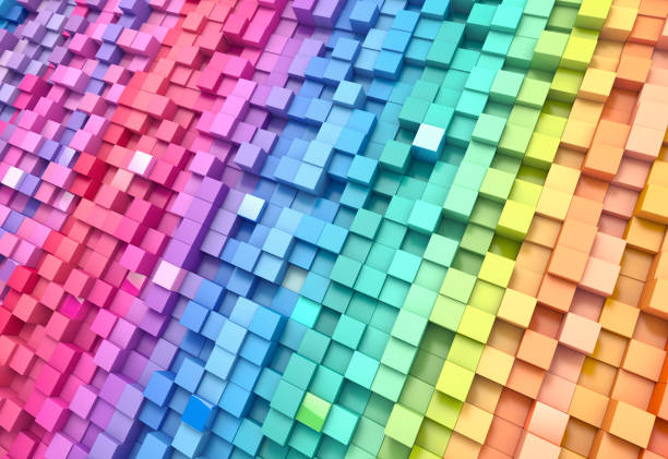 3D rendering abstract background colorful cubes wall 3D rendering abstract background colorful cubes wall pied stock pictures, royalty-free photos & images