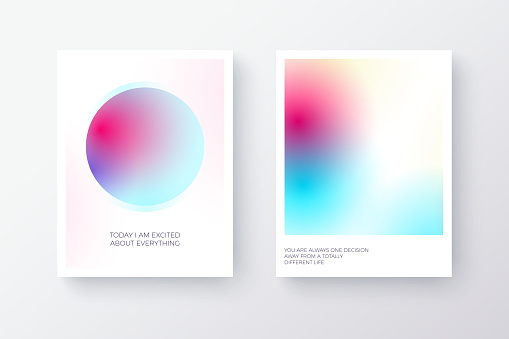 Bright multicolor modern gradient poster or card design with circles. Vibrant color transition. Vector illustration.