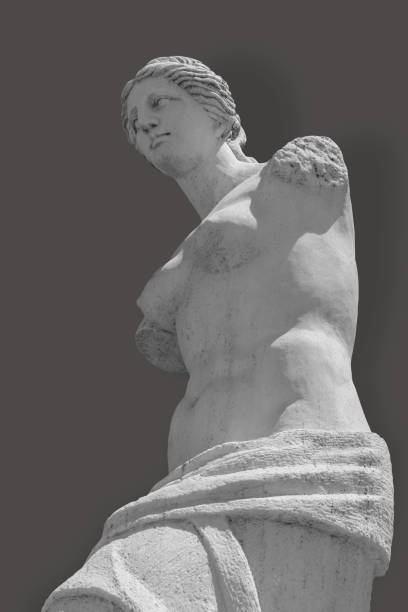 istock Black background, broken arm Venus statue, Roman mythology, Aphrodite. 1158347627