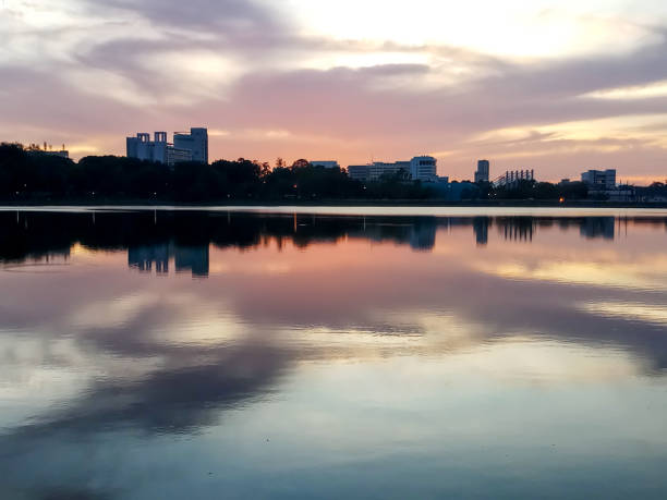 istock beautiful sunset sky over  the river 1158353567