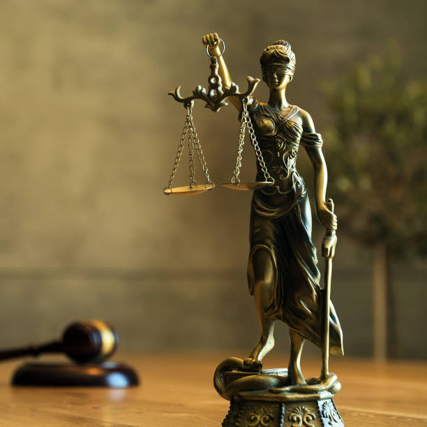 istock Lawyers office concept on rustic wooden table. 1158356217