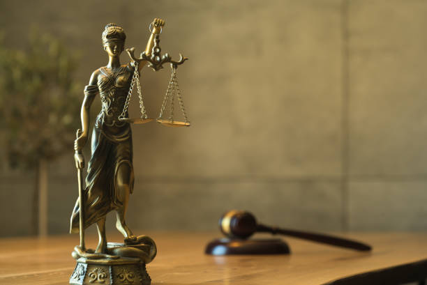 istock Lawyers office concept on rustic wooden table. 1158356479
