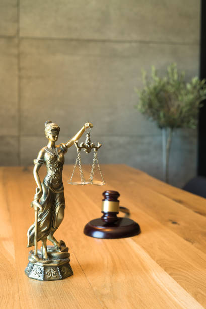 istock Lawyers office concept on rustic wooden table. 1158356627