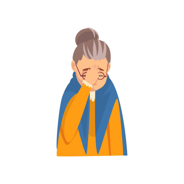 Senior Woman Covering Her Face with Hand, Grandma Making Facepalm Gesture, Shame, Headache, Disappointment, Negative Emotion Vector Illustration Senior Woman Covering Her Face with Hand, Grandma Making Facepalm Gesture, Shame, Headache, Disappointment, Negative Emotion Vector Illustration on White Background. sad old woman stock illustrations