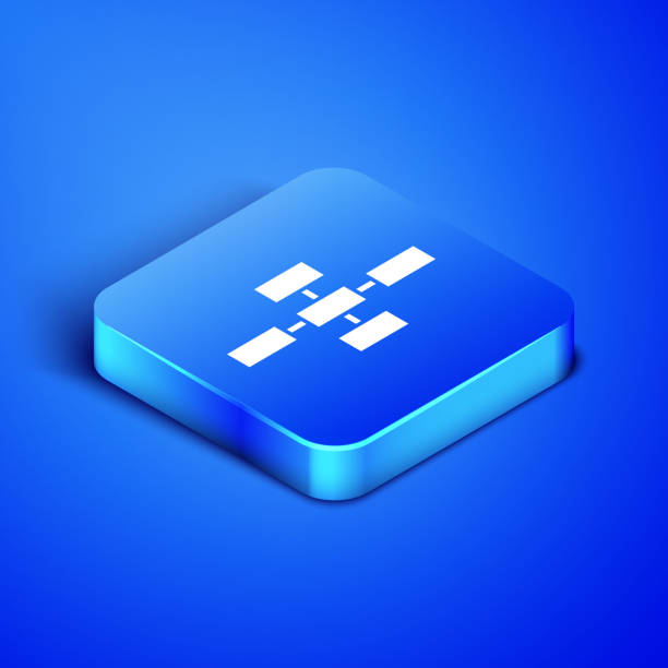 istock Isometric Business hierarchy organogram chart infographics icon isolated on blue background. Corporate organizational structure graphic elements. Blue square button. Vector Illustration 1158357564
