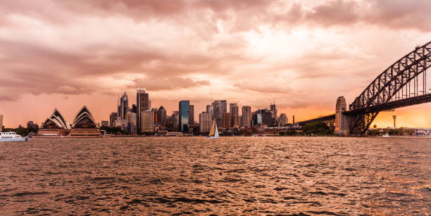 istock Sydney cityscape in a beautiful sunset 1158357739