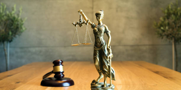 istock Lawyers office concept on rustic wooden table. 1158357785