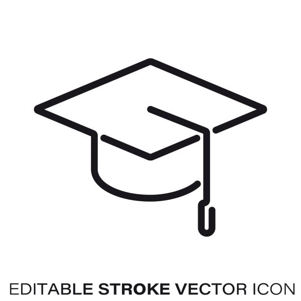 illustrations, cliparts, dessins animés et icônes de icône de ligne de vecteur de mortarboard - toque de diplômé