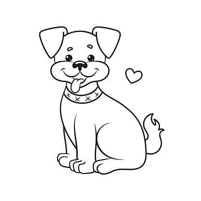 Coloring page with a dog. Vector Illustration.