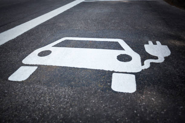 istock High Angle View Of Energy Efficient Sign On Road 1158367064