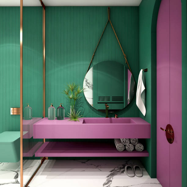 istock Modern Bathroom Interior design,trend design 2019 ,3d rendering ,3d illustration 1158367829