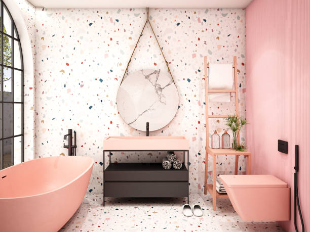 istock Modern Bathroom Interior design,trend design 2019 ,3d rendering ,3d illustration 1158368091