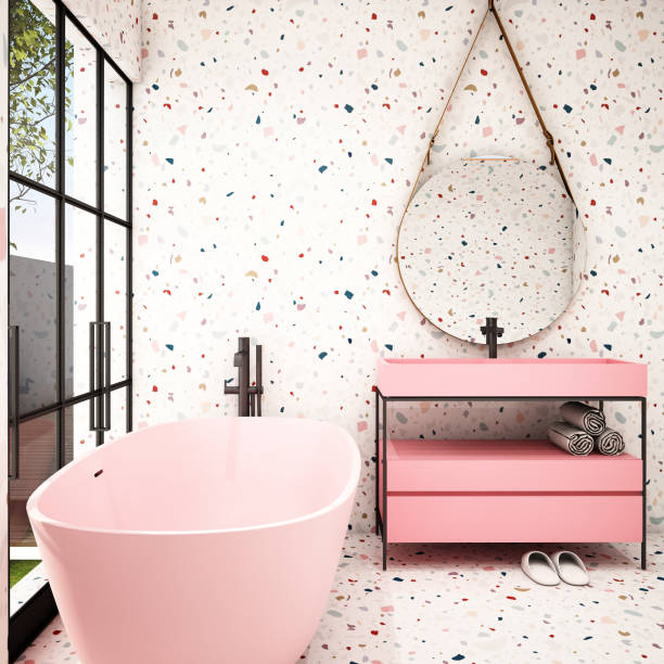 istock Modern Bathroom Interior design,trend design 2019 ,3d rendering ,3d illustration 1158368300