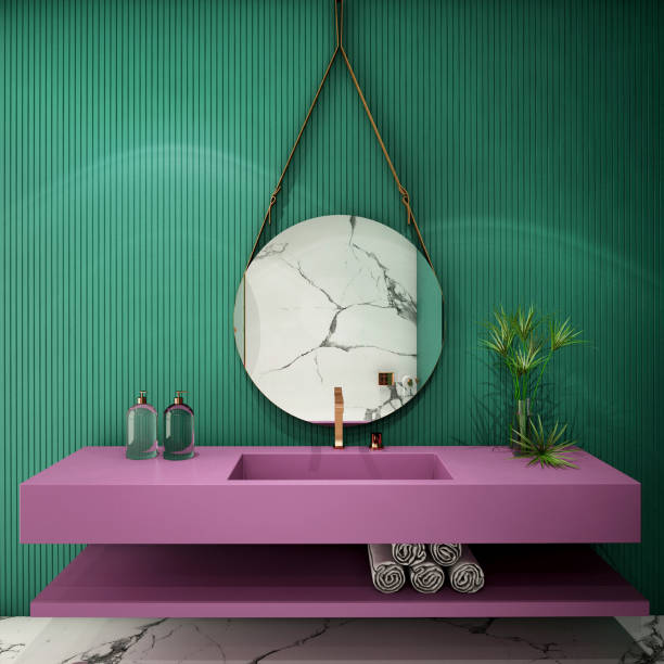 istock Modern Bathroom Interior design,trend design 2019 ,3d rendering ,3d illustration 1158368363