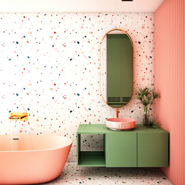 Modern Bathroom Interior design,trend design 2019 ,3d rendering ,3d illustration
