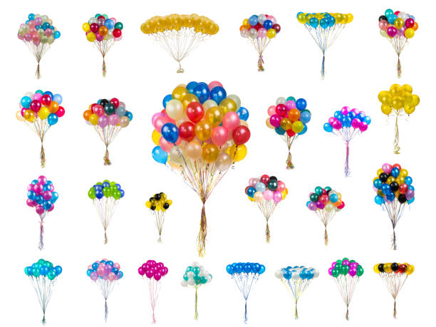 collage color balloons on a white