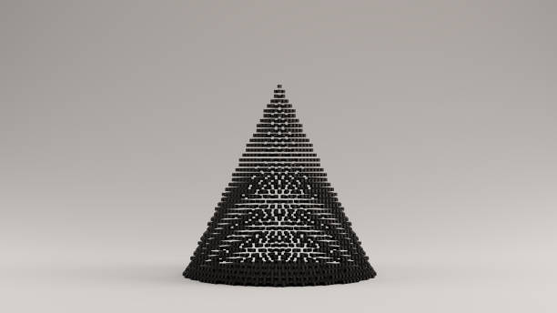 Black Cone Made out of Lots of Small Cubes with a Visual Aliasing Stroboscopic Effect 3d illustration 3d render