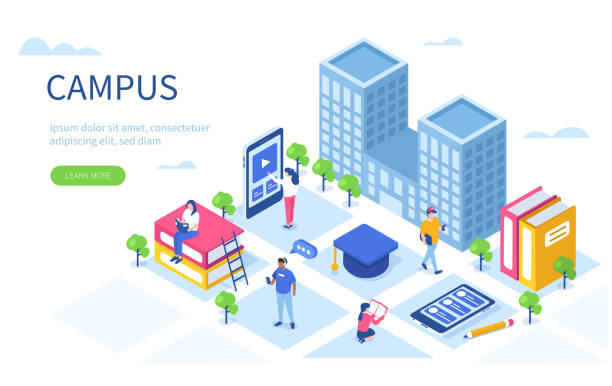 studenci kampusu - campus stock illustrations