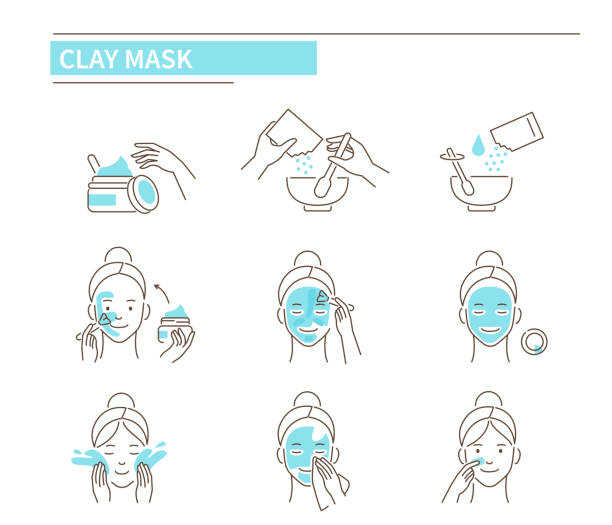 illustrations, cliparts, dessins animés et icônes de masque d'argile - exfoliation