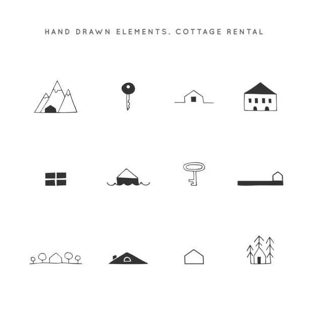 Vector illustration of Vector hand drawn icons set. Property rental theme.