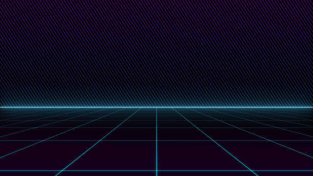 istock Retro Sci-Fi Background Futuristic landscape of the 80`s. Digital Cyber Surface. Suitable for design in the style of the 1980`s 1158383105