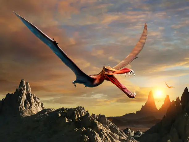 Prehistoric Anhanguera dinosaur scene 3D illustration