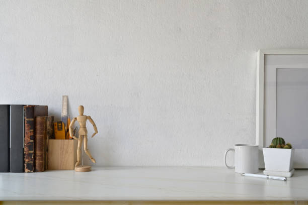 istock Loft workplace studio with home office supplies and copy space for montage 1158387634