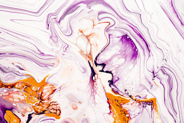 istock Purple and orange vibrant abstract marbled texture. Luxurious granite, natural stone wave pattern. 1158400374