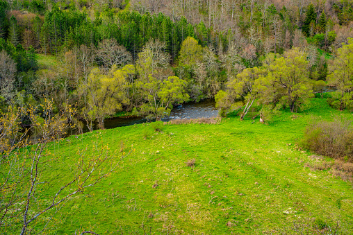 Beatuful lanscape with hills and blue sky of Eastern Serbia