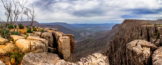 Standing on the edge of Devil's Gullet on Tasmania's central plateau.