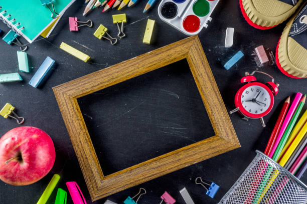 istock School education supplies on chalkboard backdrop 1158406503