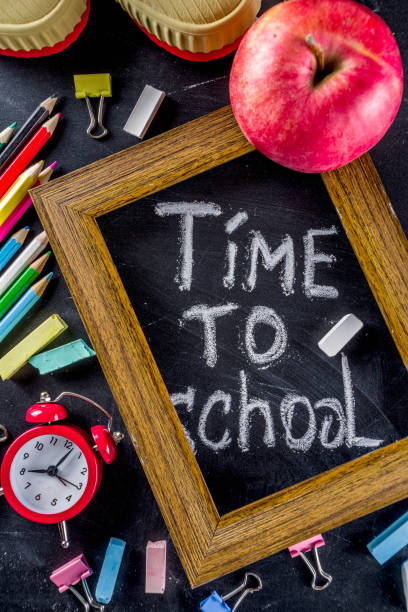 istock School education supplies on chalkboard backdrop 1158407160