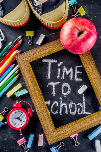 istock School education supplies on chalkboard backdrop 1158407194