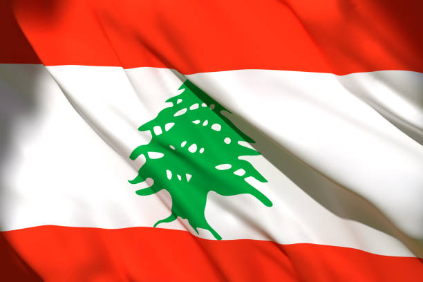 3d rendering of a Lebanon national flag waving