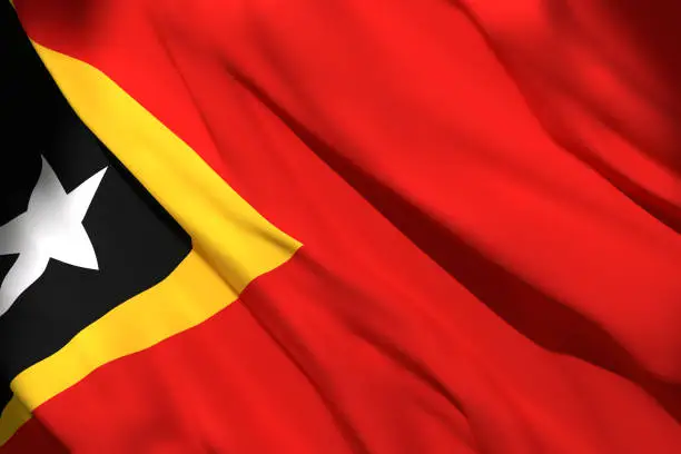 3d rendering of a Timor-Leste national flag waving