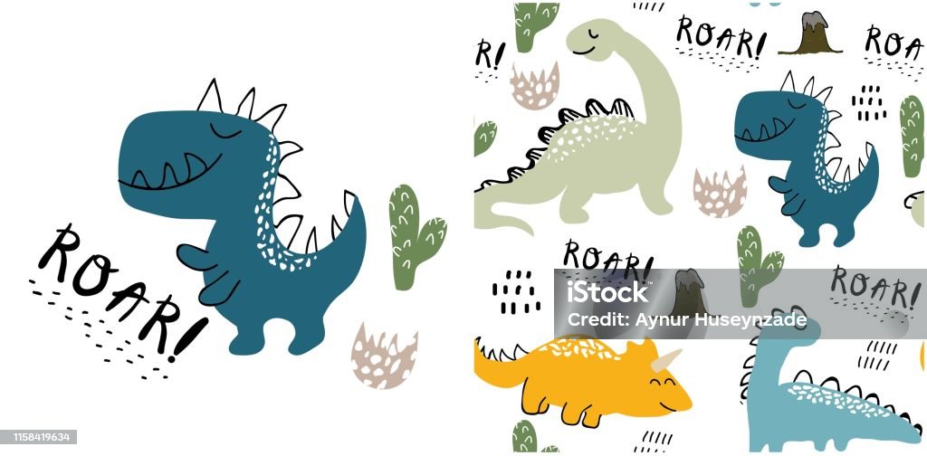 Vetores de Jogo Da Cópia Bonito Do Dinossauro E Do Teste Padrão Sem Emenda  Com Dinossauros Ilustração Do Vetor e mais imagens de Abstrato - iStock