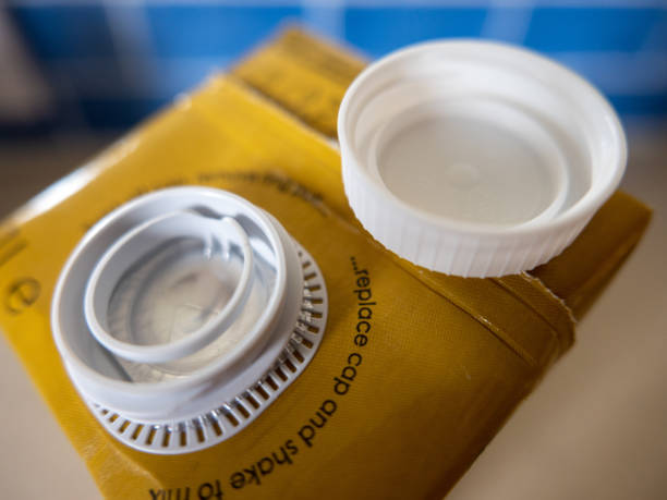 Top of drink carton, with plastic screw top lid and ring pull