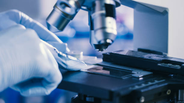 istock Close-up Shot of a Biological Research Scientist Using a Microscope in a Laboratory. Genetics and Pharmaceutical Studies and Researches. 1158419926