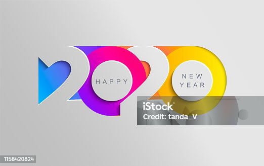 istock Happy 2020 new year insta colour banner. 1158420824