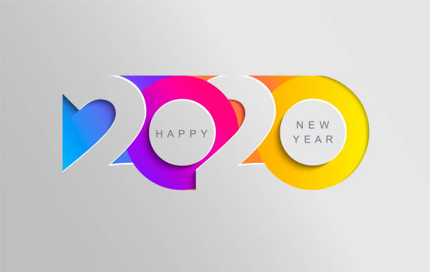 Happy 2020 new year insta colour banner. Happy 2020 new year insta colour banner in paper style for your seasonal holidays flyers, greetings and invitations, christmas themed congratulations and cards. Vector illustration. 2020 stock illustrations