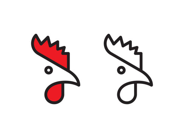 illustrazioni stock, clip art, cartoni animati e icone di tendenza di logo gallo - chicken silhouette animal rooster