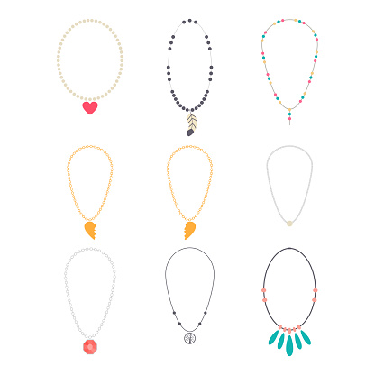 Jewelry necklaces vector set.