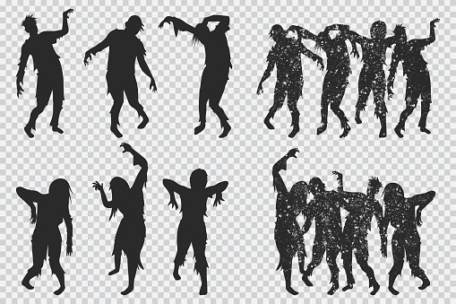 Zombie vector icons set.