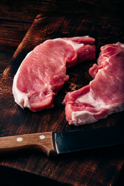 istock Two pork loin steaks with knife 1158424651