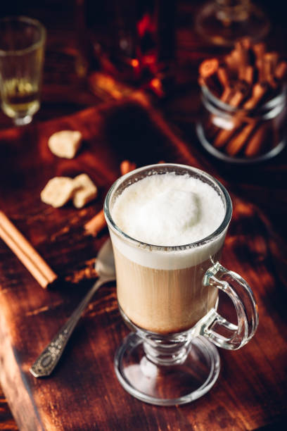 istock Coffee with Irish whiskey and whipped cream in glass 1158424977