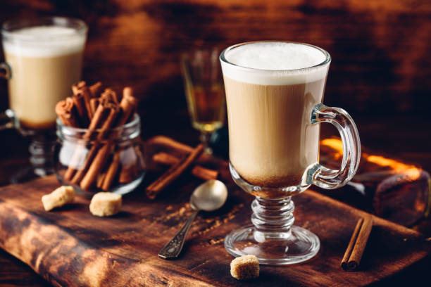 istock Coffee with Irish whiskey and whipped cream in glass 1158424997