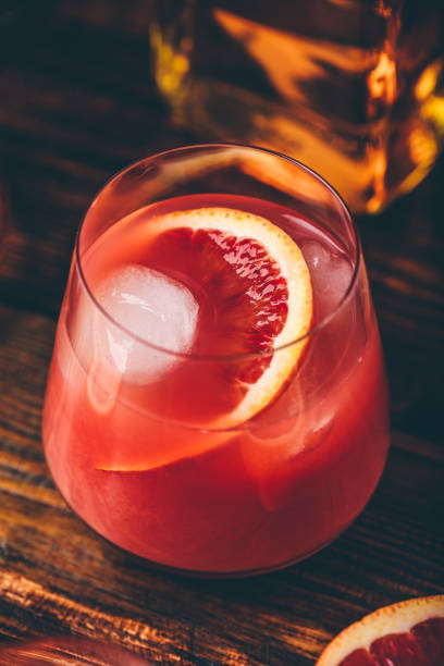 istock Whiskey sour cocktail with blood orange juice 1158425043