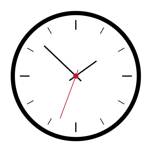 ilustrações, clipart, desenhos animados e ícones de ilustração simples da face do relógio sem números com a mão da hora e do minuto, isolada no fundo branco-vetor - clock clock face blank isolated